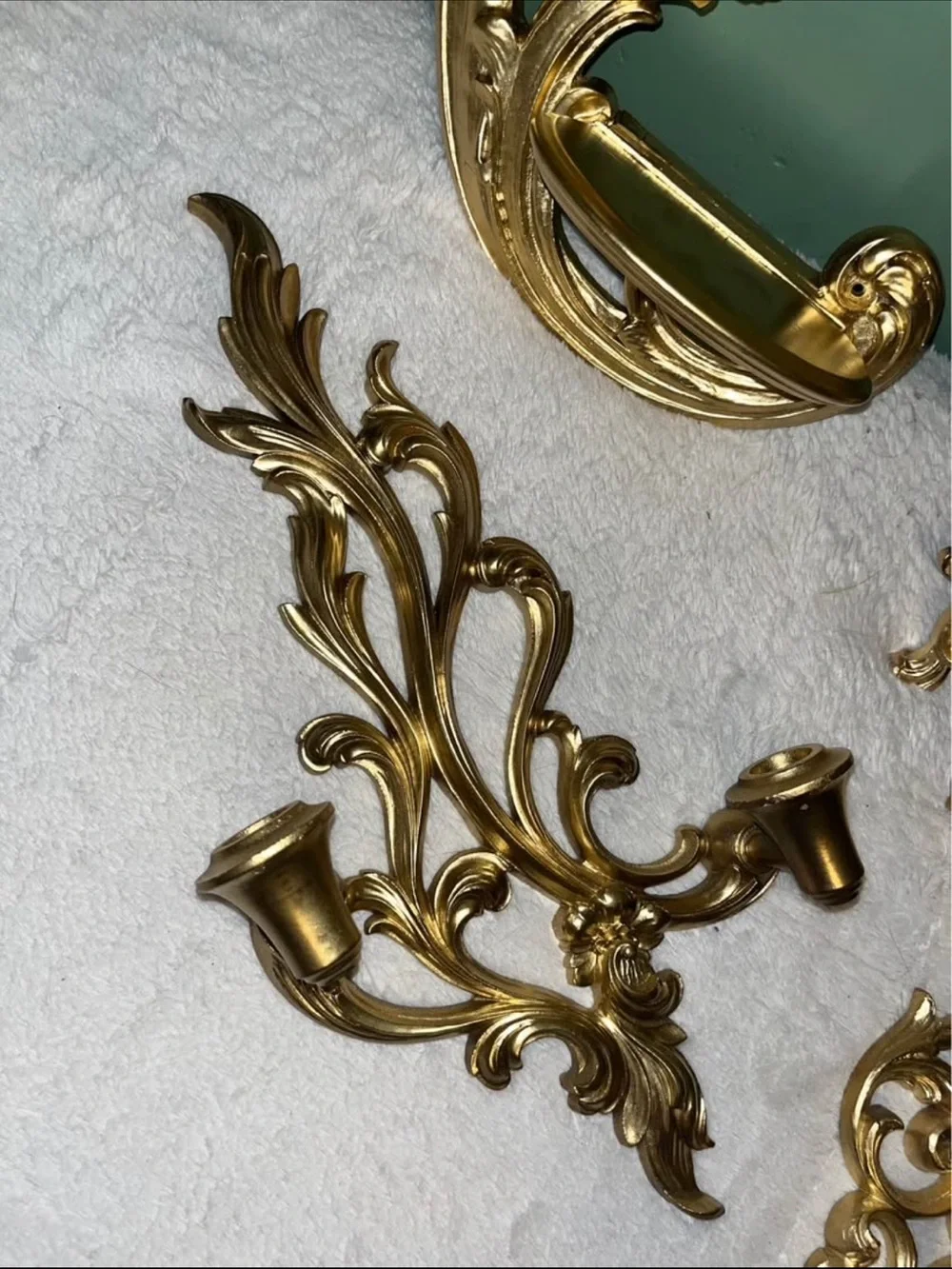 Vintage Gold Ornate Wall Sconces and Shelves - Decorative Home Wall Decor
